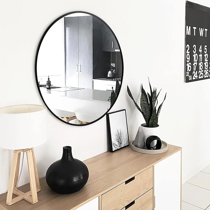 Fabuday Black Circle Mirror for Wall 20"
