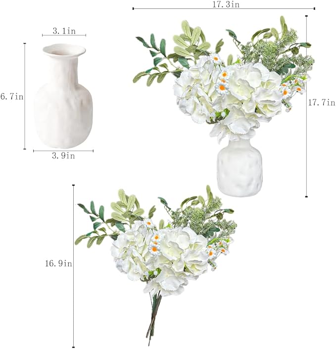 HappyFiller Fake Flowers with Vase 17.7"