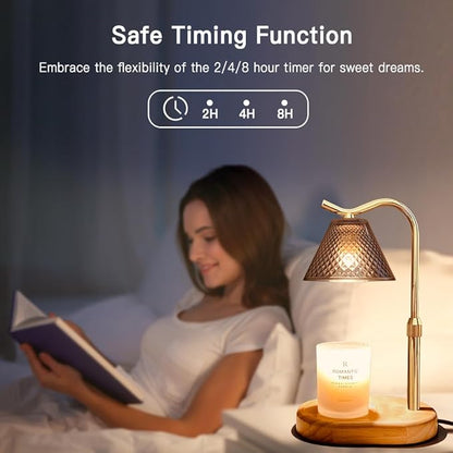 Adjustable Candle Warmer Lamp with 4 Dimmable Modes & 3 Timer Settings (2H/4H/8H)