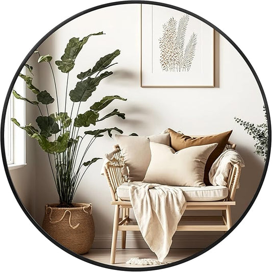 Fabuday Black Circle Mirror for Wall 20"
