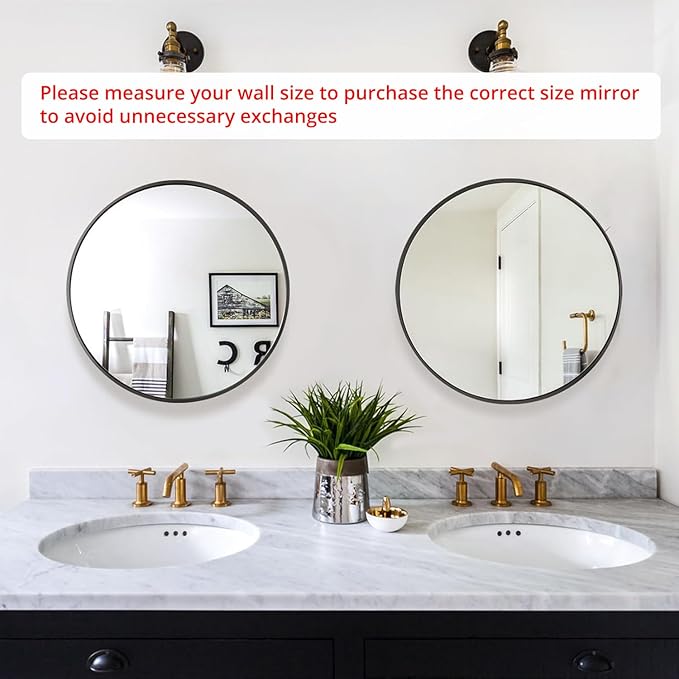 Fabuday Black Circle Mirror for Wall 20"